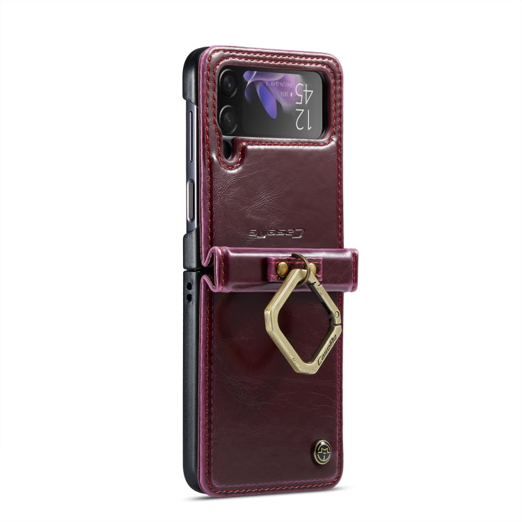 For Samsung Galaxy Z Flip3 5G CaseMe 003 Crazy Horse Texture Leather Phone Case with Lanyard(Wine Red) - Galaxy Phone Cases by CaseMe | Online Shopping South Africa | PMC Jewellery | Buy Now Pay Later Mobicred