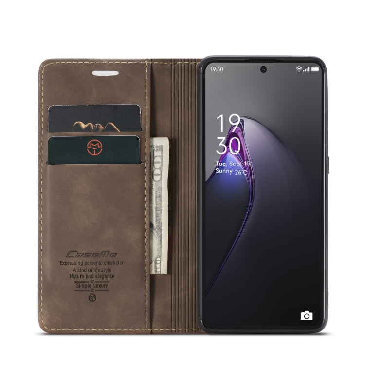 For OPPO Reno8 Pro 5G Global CaseMe 013 Multifunctional Horizontal Flip Leather Phone Case(Coffee) - OPPO Cases by CaseMe | Online Shopping South Africa | PMC Jewellery | Buy Now Pay Later Mobicred