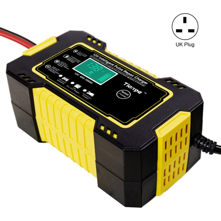 Motorcycle / Car Battery Smart Charger with LCD Creen, Plug Type:UK Plug(Yellow) - Battery Charger by PMC Jewellery | Online Shopping South Africa | PMC Jewellery | Buy Now Pay Later Mobicred