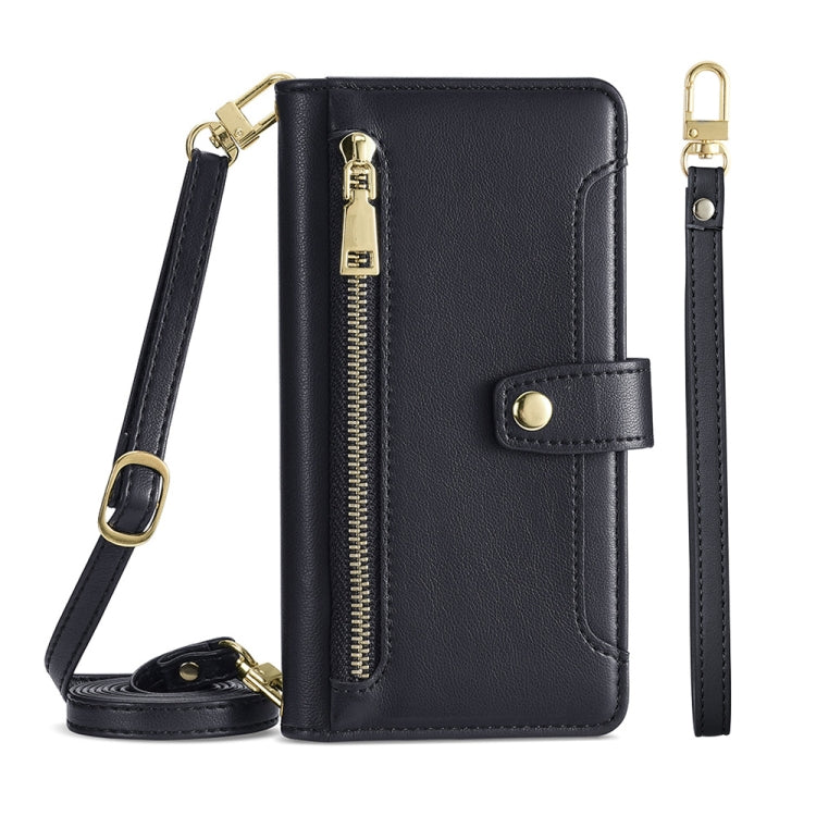 For Nokia X30 5G Sheep Texture Cross-body Zipper Wallet Leather Phone Case(Black) - Nokia Cases by PMC TechLife | Online Shopping South Africa | PMC TechLife | Buy Now Pay Later Mobicred
