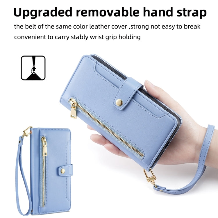 For OnePlus Ace Racing Sheep Texture Cross-body Zipper Wallet Leather Phone Case(Blue) - OnePlus Cases by PMC TechLife | Online Shopping South Africa | PMC TechLife | Buy Now Pay Later Mobicred