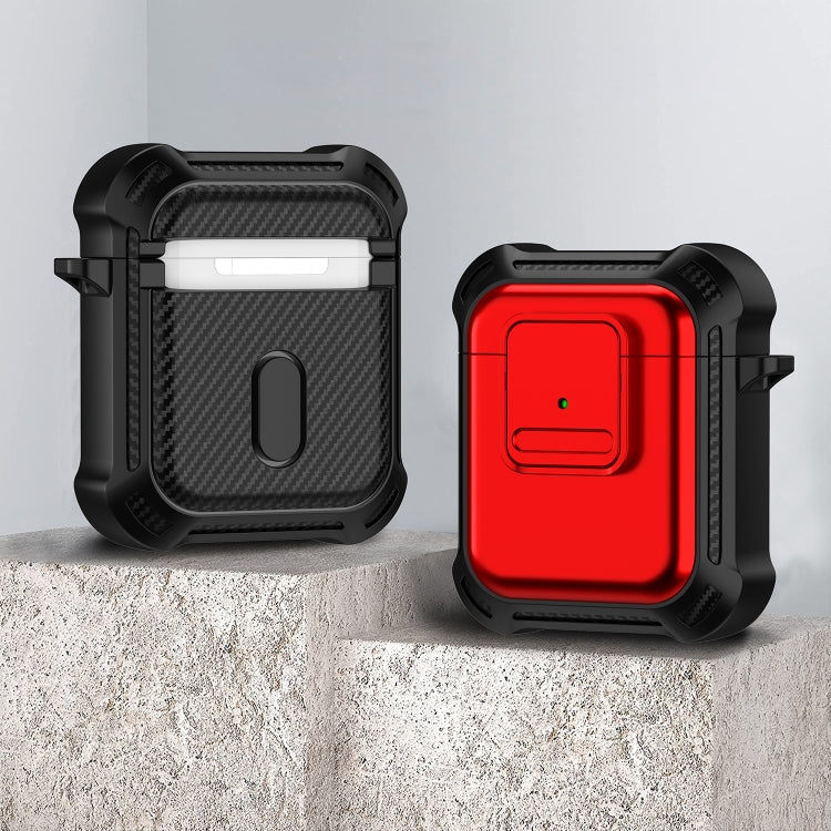 For AirPods 1 / 2 TPU + PC Shockproof Earphone Protective Case with Switch(Red) - free shipping - PMC Jewellery - Order now!