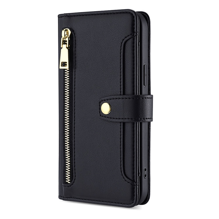 For Honor 80 GT Sheep Texture Cross-body Zipper Wallet Leather Phone Case(Black) - Honor Cases by PMC TechLife | Online Shopping South Africa | PMC TechLife | Buy Now Pay Later Mobicred