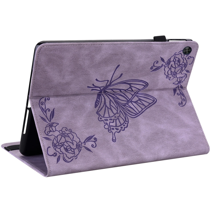 For Huawei MatePad SE Butterfly Flower Embossed Leather Tablet Case(Purple) - Huawei by PMC TechLife | Online Shopping South Africa | PMC TechLife | Buy Now Pay Later Mobicred