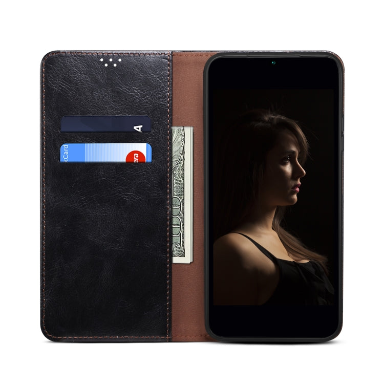 For OnePlus 11R Oil Wax Crazy Horse Texture Leather Phone Case(Black) - OnePlus Cases by PMC TechLife | Online Shopping South Africa | PMC TechLife