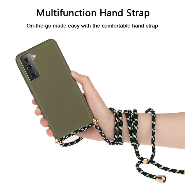 For Samsung Galaxy S23 FE 5G Wheat Straw Material + TPU Phone Case with Lanyard(Army Green) - Galaxy S23 FE 5G Cases by PMC Jewellery | Online Shopping South Africa | PMC Jewellery