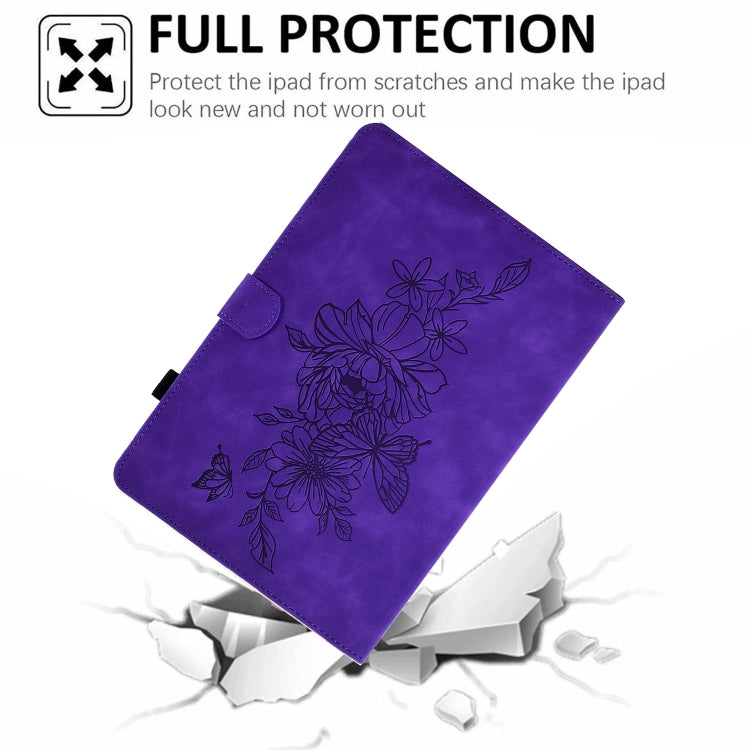 For Amazon Kindle 11th 2022 Peony Butterfly Embossed Leather Smart Tablet Case(Purple) - Amazon by PMC TechLife | Online Shopping South Africa | PMC TechLife | Buy Now Pay Later Mobicred