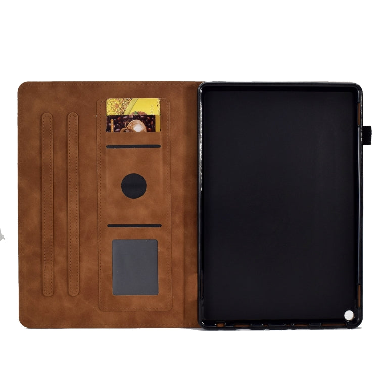 For Amazon Kindle Fire HD10 2021 Peony Butterfly Embossed Leather Smart Tablet Case(Brown) - Amazon by PMC TechLife | Online Shopping South Africa | PMC TechLife | Buy Now Pay Later Mobicred