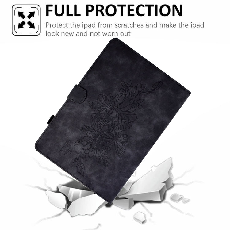 For Amazon Kindle Paperwhite 5 Peony Butterfly Embossed Leather Smart Tablet Case(Black) - Amazon by PMC TechLife | Online Shopping South Africa | PMC TechLife | Buy Now Pay Later Mobicred