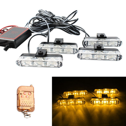 4 in 1 Car 12LEDs Grille Flash Lights Warning Lights with Wireless Remote Control, Color:Yellow - Warning Lights by PMC Jewellery | Online Shopping South Africa | PMC Jewellery | Buy Now Pay Later Mobicred