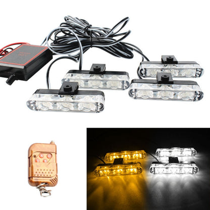 4 in 1 Car 12LEDs Grille Flash Lights Warning Lights with Wireless Remote Control, Color:Yellow White - Warning Lights by PMC Jewellery | Online Shopping South Africa | PMC Jewellery | Buy Now Pay Later Mobicred