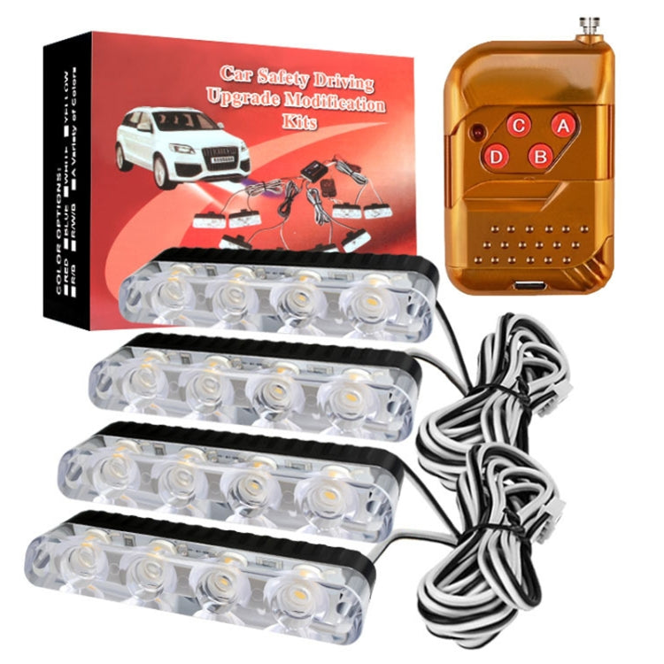 4 in 1 Car 16LEDs Grille Flash Lights Warning Lights with Wireless Remote Control(Red Yellow) - Warning Lights by PMC Jewellery | Online Shopping South Africa | PMC Jewellery | Buy Now Pay Later Mobicred