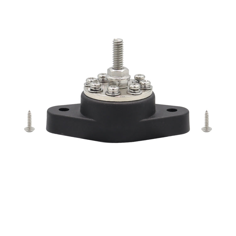 1/4 inch M6 RV Yacht 8-way Terminal Stud with 2 M5x20 Screws(Black) - Booster Cable & Clip by PMC Jewellery | Online Shopping South Africa | PMC Jewellery | Buy Now Pay Later Mobicred