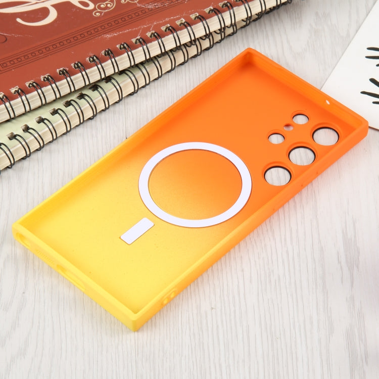 For Samsung Galaxy S22 Ultra 5G Liquid TPU Silicone Gradient MagSafe Phone Case(Orange Yellow) - Galaxy S22 Ultra 5G Cases by PMC Jewellery | Online Shopping South Africa | PMC Jewellery