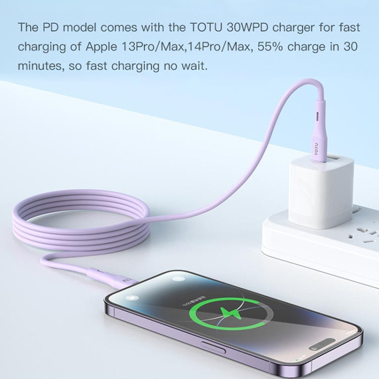 TOTU BPD-013 Skin Sense Series Type-C to 8 Pin Silicone Fast Charging Data Cable, Length:1m(Blue) - 2 in 1 Cable by TOTUDESIGN | Online Shopping South Africa | PMC Jewellery | Buy Now Pay Later Mobicred