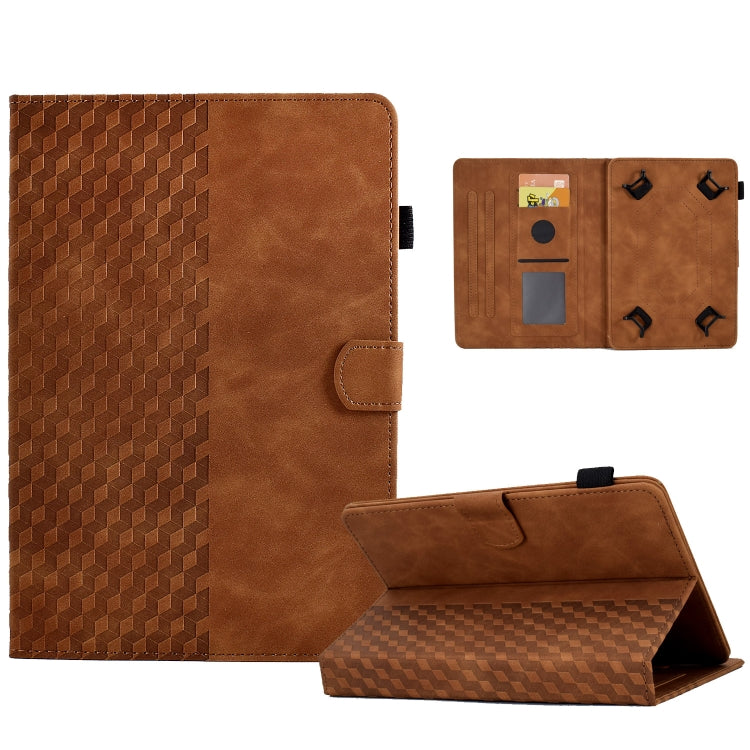 For 8.0 inch Universal Tablet Rhombus Embossed Leather Case(Brown) - 8 inch by PMC TechLife | Online Shopping South Africa | PMC TechLife | Buy Now Pay Later Mobicred