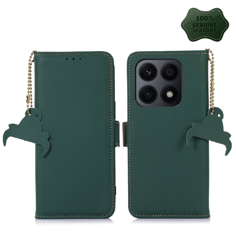 For Honor X8a 4G Genuine Leather Magnetic RFID Leather Phone Case(Green) - Honor Cases by PMC TechLife | Online Shopping South Africa | PMC TechLife | Buy Now Pay Later Mobicred