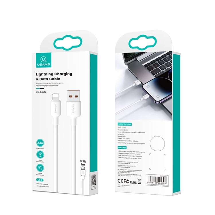 USAMS US-SJ604 U84 2.4A USB to 8 Pin Charging Data Cable, Cable Length:1m(White) - Normal Style Cable by USAMS | Online Shopping South Africa | PMC Jewellery | Buy Now Pay Later Mobicred