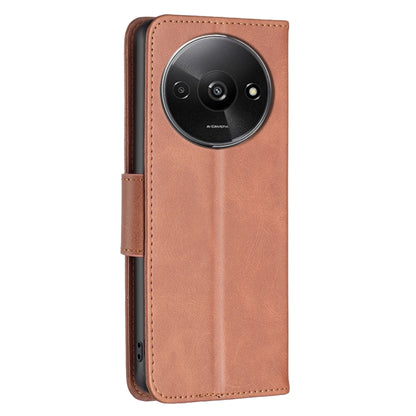 For Xiaomi Redmi A3 Lambskin Texture Pure Color Flip Leather Phone Case(Brown) - Xiaomi Cases by PMC Jewellery | Online Shopping South Africa | PMC Jewellery | Buy Now Pay Later Mobicred