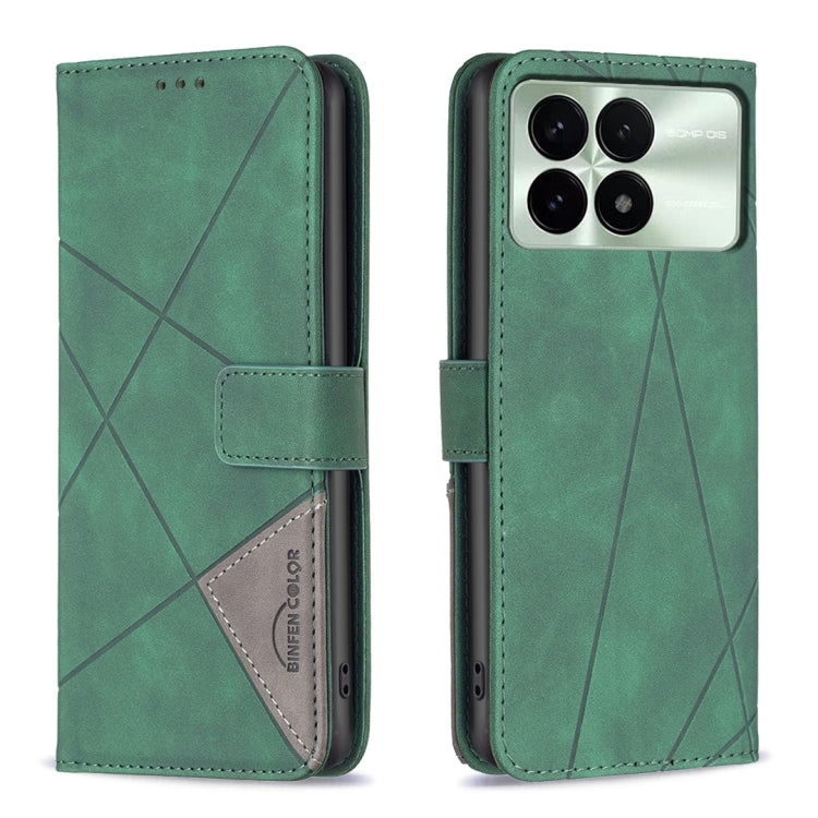 For Xiaomi Redmi K70 / K70 Pro Magnetic Buckle Rhombus Texture Leather Phone Case(Green) - K70 Pro Cases by PMC Jewellery | Online Shopping South Africa | PMC Jewellery | Buy Now Pay Later Mobicred