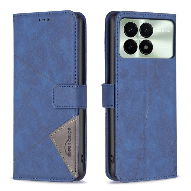 For Xiaomi Redmi K70 / K70 Pro Magnetic Buckle Rhombus Texture Leather Phone Case(Blue) - K70 Pro Cases by PMC Jewellery | Online Shopping South Africa | PMC Jewellery | Buy Now Pay Later Mobicred