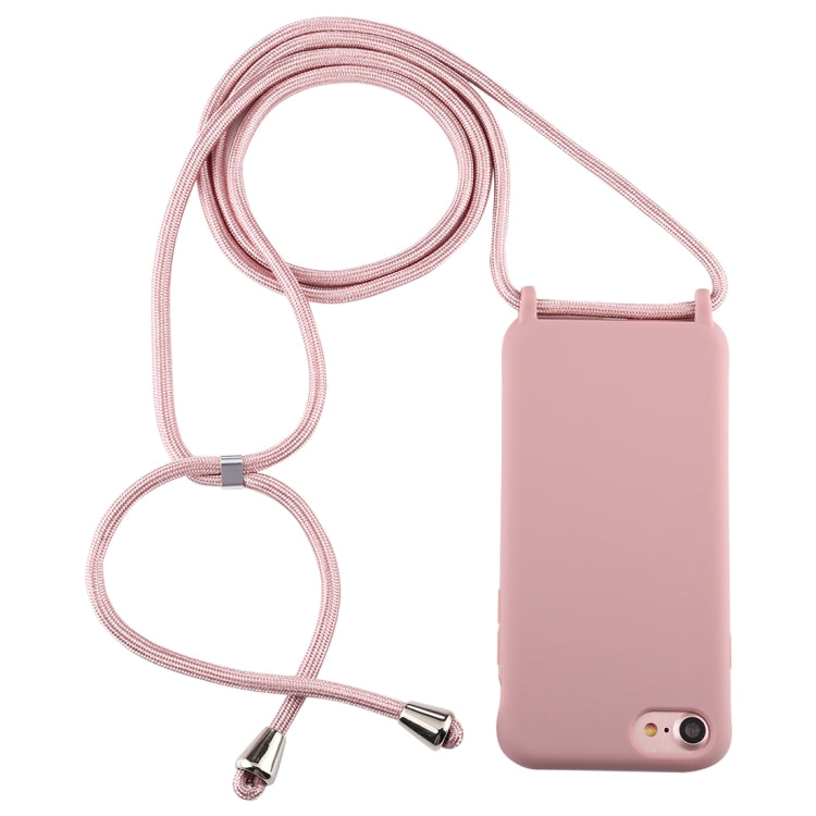 For iPhone 8 / 7 Candy Color TPU Protective Case with Lanyard(Dark Pink) - More iPhone Cases by PMC Jewellery | Online Shopping South Africa | PMC Jewellery