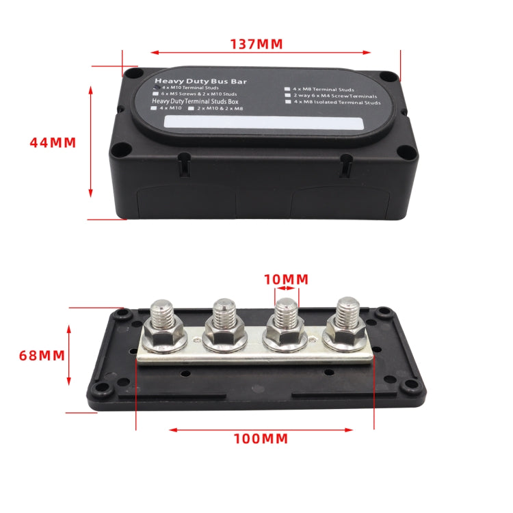 CP-3088-02 300A 48V 4-way M10 Terminal Busbar(Red) - Booster Cable & Clip by PMC Jewellery | Online Shopping South Africa | PMC Jewellery | Buy Now Pay Later Mobicred