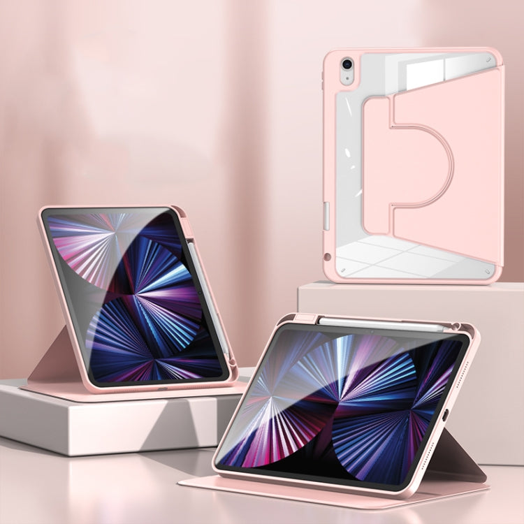 2 in 1 Acrylic Split Rotating Leather Tablet Case For iPad Air 13 2025 / 2024 / iPad Pro 12.9 2022 / 2020 / 2021 / 2018(Pink) - iPad Pro 12.9 (2022/2021) Cases by PMC TechLife | Online Shopping South Africa | PMC TechLife | Buy Now Pay Later Mobicred