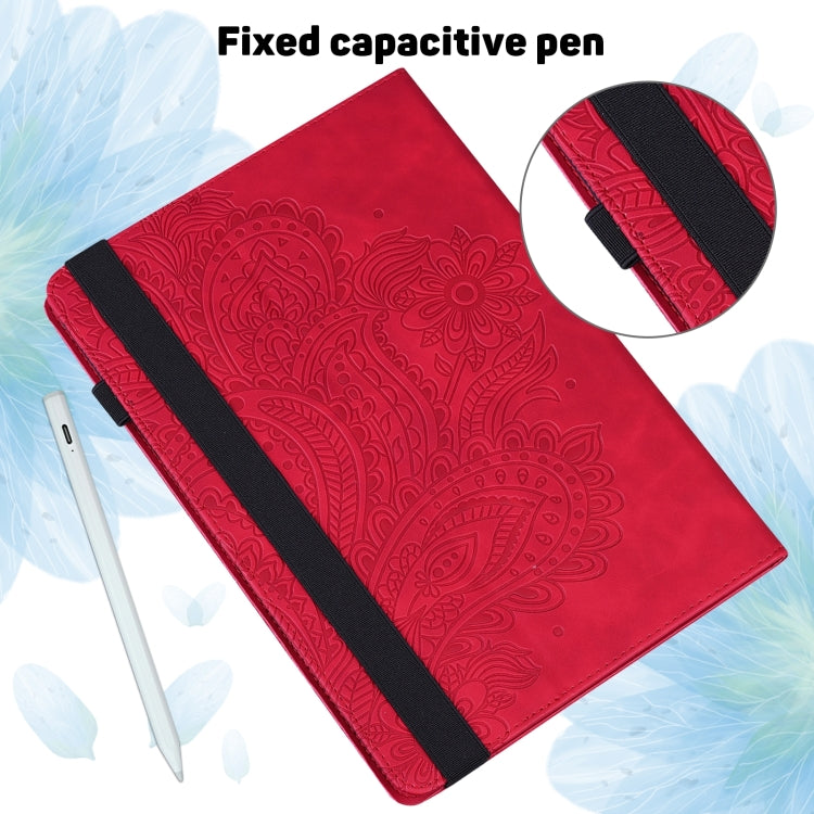 For Lenovo Tab P11 Gen 2 Peacock Embossed Pattern Leather Tablet Case(Red) - Lenovo by PMC TechLife | Online Shopping South Africa | PMC TechLife | Buy Now Pay Later Mobicred