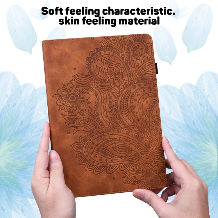 For Huawei MatePad SE 10.4 2022 Peacock Embossed Pattern Leather Tablet Case(Brown) - Huawei by PMC TechLife | Online Shopping South Africa | PMC TechLife | Buy Now Pay Later Mobicred