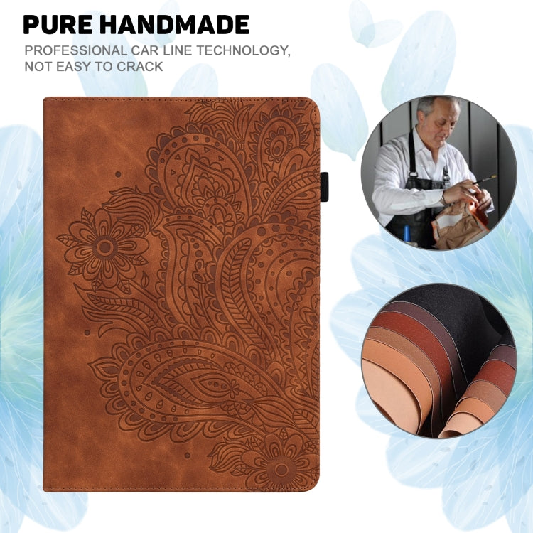 For Huawei MatePad SE 10.4 2022 Peacock Embossed Pattern Leather Tablet Case(Brown) - Huawei by PMC TechLife | Online Shopping South Africa | PMC TechLife | Buy Now Pay Later Mobicred