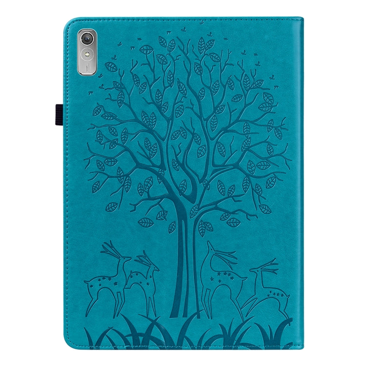 For Lenovo Tab P11 Gen 2 Tree & Deer Pattern Embossed Leather Tablet Case(Blue) - Lenovo by PMC TechLife | Online Shopping South Africa | PMC TechLife | Buy Now Pay Later Mobicred
