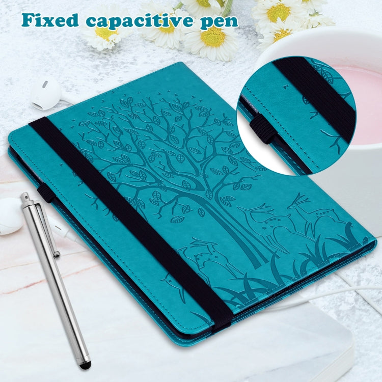 For Lenovo Tab P11 Gen 2 Tree & Deer Pattern Embossed Leather Tablet Case(Blue) - Lenovo by PMC TechLife | Online Shopping South Africa | PMC TechLife | Buy Now Pay Later Mobicred