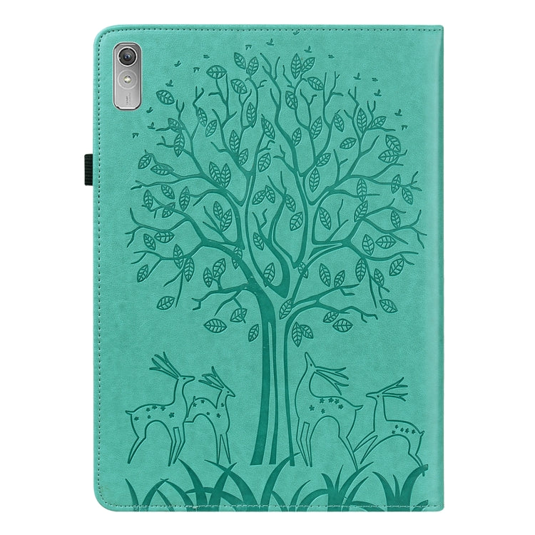 For Lenovo Tab P11 Gen 2 Tree & Deer Pattern Embossed Leather Tablet Case(Green) - Lenovo by PMC TechLife | Online Shopping South Africa | PMC TechLife | Buy Now Pay Later Mobicred