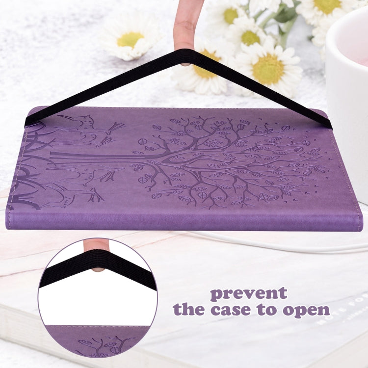 For Lenovo Tab P11 Pro Gen 2 Tree & Deer Pattern Embossed Leather Tablet Case(Purple) - Lenovo by PMC TechLife | Online Shopping South Africa | PMC TechLife | Buy Now Pay Later Mobicred