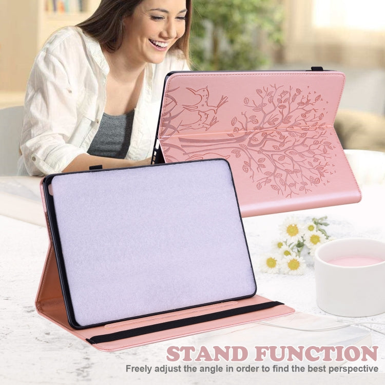 For Lenovo Tab P11 Pro Gen 2 Tree & Deer Pattern Embossed Leather Tablet Case(Pink) - Lenovo by PMC TechLife | Online Shopping South Africa | PMC TechLife | Buy Now Pay Later Mobicred