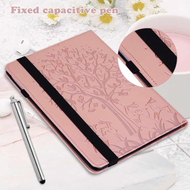 For Lenovo Tab P11 Pro Gen 2 Tree & Deer Pattern Embossed Leather Tablet Case(Pink) - Lenovo by PMC TechLife | Online Shopping South Africa | PMC TechLife | Buy Now Pay Later Mobicred