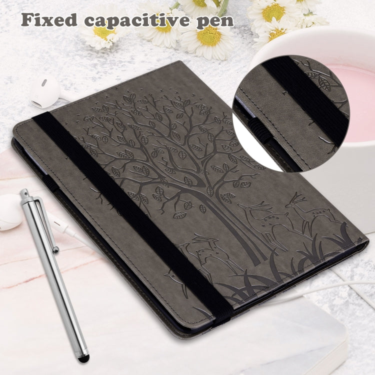 For Lenovo Tab P11 Pro Gen 2 Tree & Deer Pattern Embossed Leather Tablet Case(Grey) - free shipping - PMC TechLife - Order now!