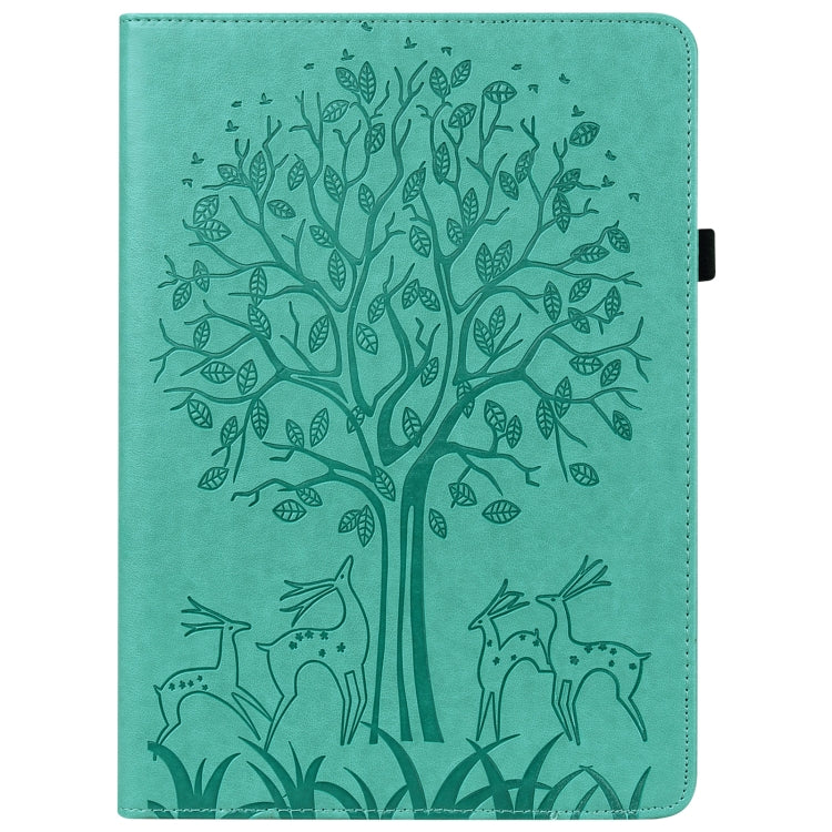 For Lenovo Tab P11 Pro Gen 2 Tree & Deer Pattern Embossed Leather Tablet Case(Green) - Lenovo by PMC TechLife | Online Shopping South Africa | PMC TechLife | Buy Now Pay Later Mobicred