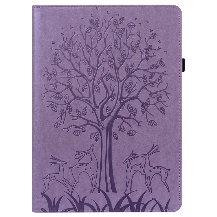 For Huawei MatePad SE 10.4 2022 Tree & Deer Pattern Embossed Leather Tablet Case(Purple) - Huawei by PMC TechLife | Online Shopping South Africa | PMC TechLife
