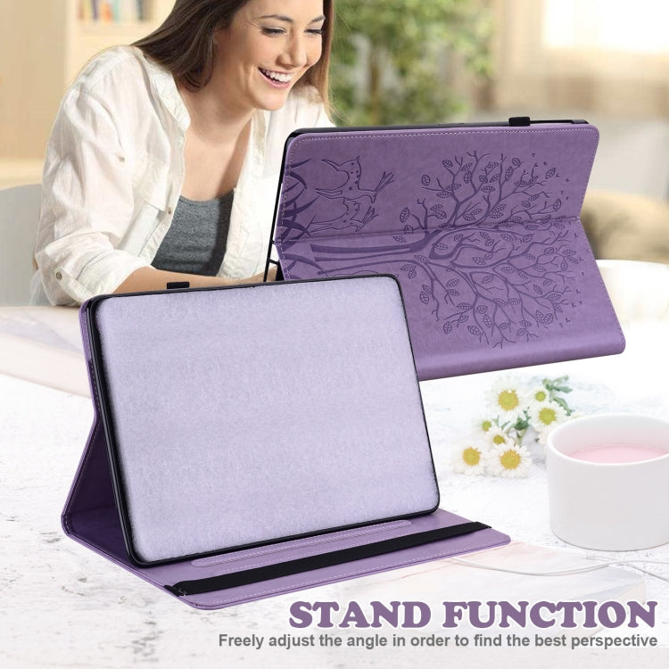 For Huawei MatePad SE 10.4 2022 Tree & Deer Pattern Embossed Leather Tablet Case(Purple) - Huawei by PMC TechLife | Online Shopping South Africa | PMC TechLife