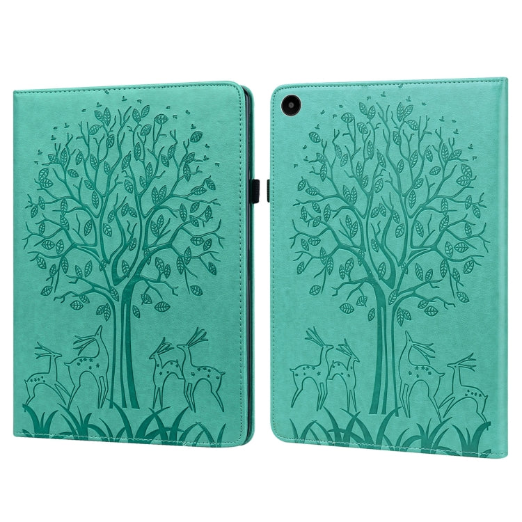 For Huawei MatePad SE 10.4 2022 Tree & Deer Pattern Embossed Leather Tablet Case(Green) - Huawei by PMC TechLife | Online Shopping South Africa | PMC TechLife | Buy Now Pay Later Mobicred