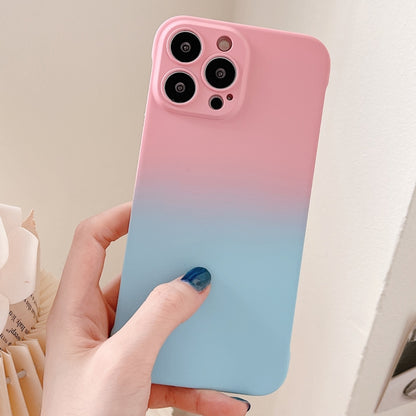 For iPhone 14 Pro Frameless Skin Feel Gradient Phone Case(Pink + Light Blue) - iPhone 14 Pro Cases by PMC Jewellery | Online Shopping South Africa | PMC Jewellery | Buy Now Pay Later Mobicred