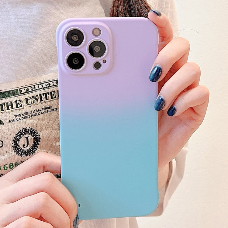 For iPhone 14 Plus Frameless Skin Feel Gradient Phone Case(Light Purple + Light Blue) - iPhone 14 Plus Cases by PMC Jewellery | Online Shopping South Africa | PMC Jewellery | Buy Now Pay Later Mobicred