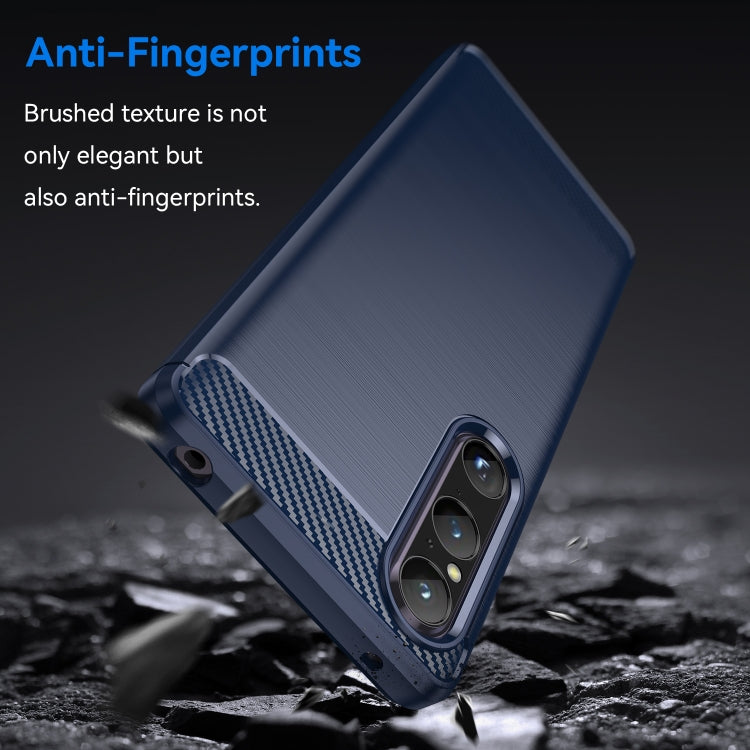 For Sony Xperia 1 V Brushed Texture Carbon Fiber TPU Phone Case(Blue) - Sony Cases by PMC Jewellery | Online Shopping South Africa | PMC Jewellery | Buy Now Pay Later Mobicred