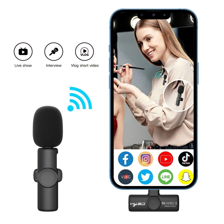 HXSJ F18 2.4G 8 Pin Noise Reduction Lavalier Wireless Microphone(Black) - Microphone by HXSJ | Online Shopping South Africa | PMC Jewellery | Buy Now Pay Later Mobicred