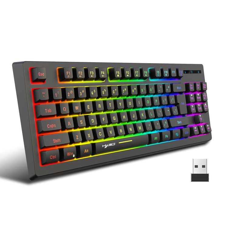 HXSJ L100 87 Keys RGB Backlit Film 2.4G Wireless Keyboard(Black) - Wireless Keyboard by HXSJ | Online Shopping South Africa | PMC Jewellery