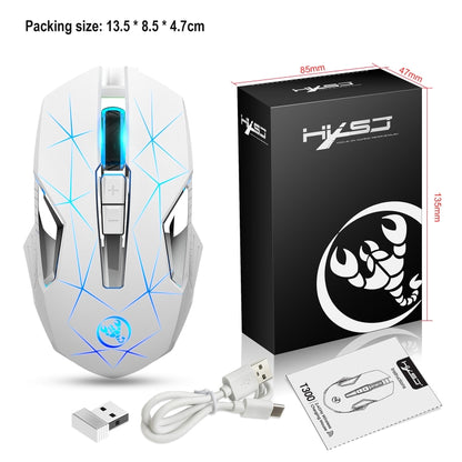 HXSJ T300 7 Keys 2400DPI 2.4G Colorful Luminous Wireless Mouse(White) - Wireless Mice by HXSJ | Online Shopping South Africa | PMC Jewellery | Buy Now Pay Later Mobicred