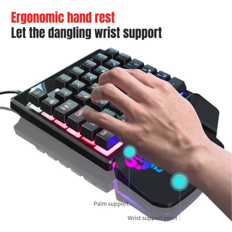 HXSJ V400 35 Keys One-Hand RGB Backlit Wired Gaming Keyboard - Wired Keyboard by HXSJ | Online Shopping South Africa | PMC Jewellery