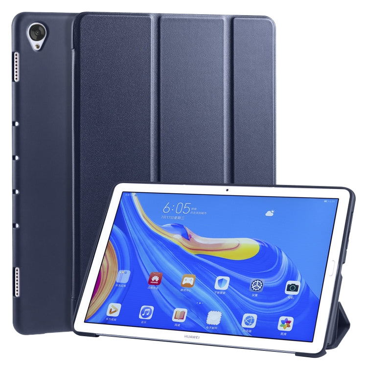 For Huawei MediaPad M6 10.8 inch 3-folding Horizontal Flip PU Leather + Shockproof Honeycomb TPU Case with Holder(Dark Blue) - Huawei by PMC Jewellery | Online Shopping South Africa | PMC Jewellery